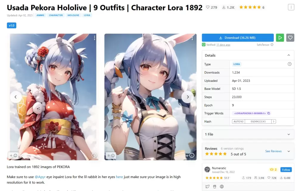 ぺこらLoRA