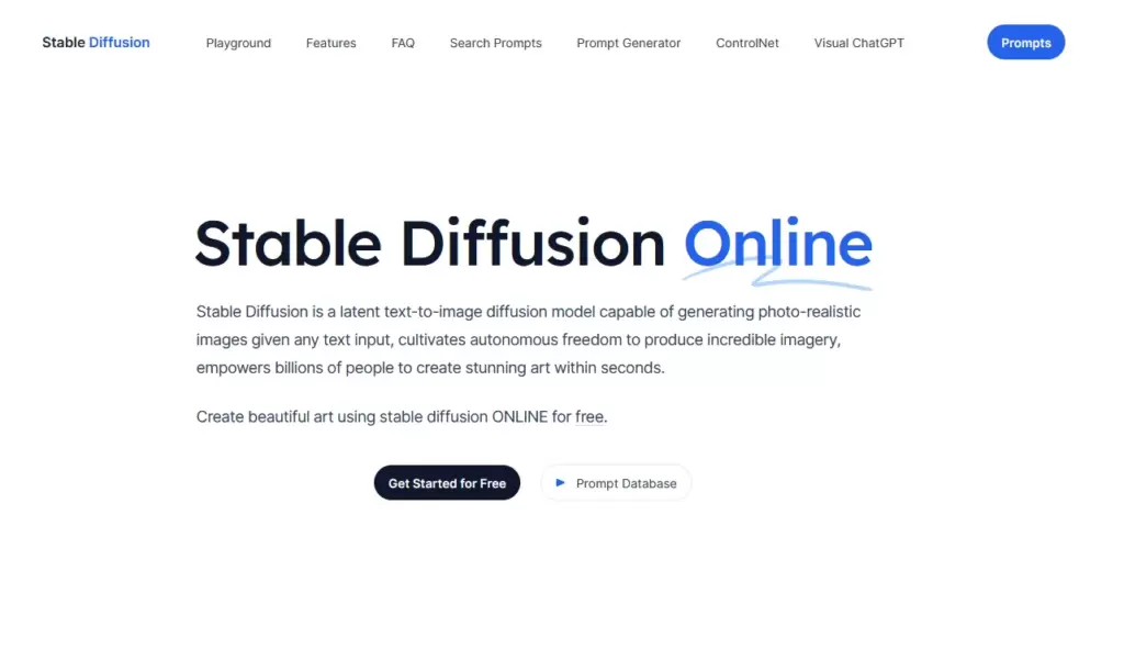 Stable Diffusion Onlineトップページ
